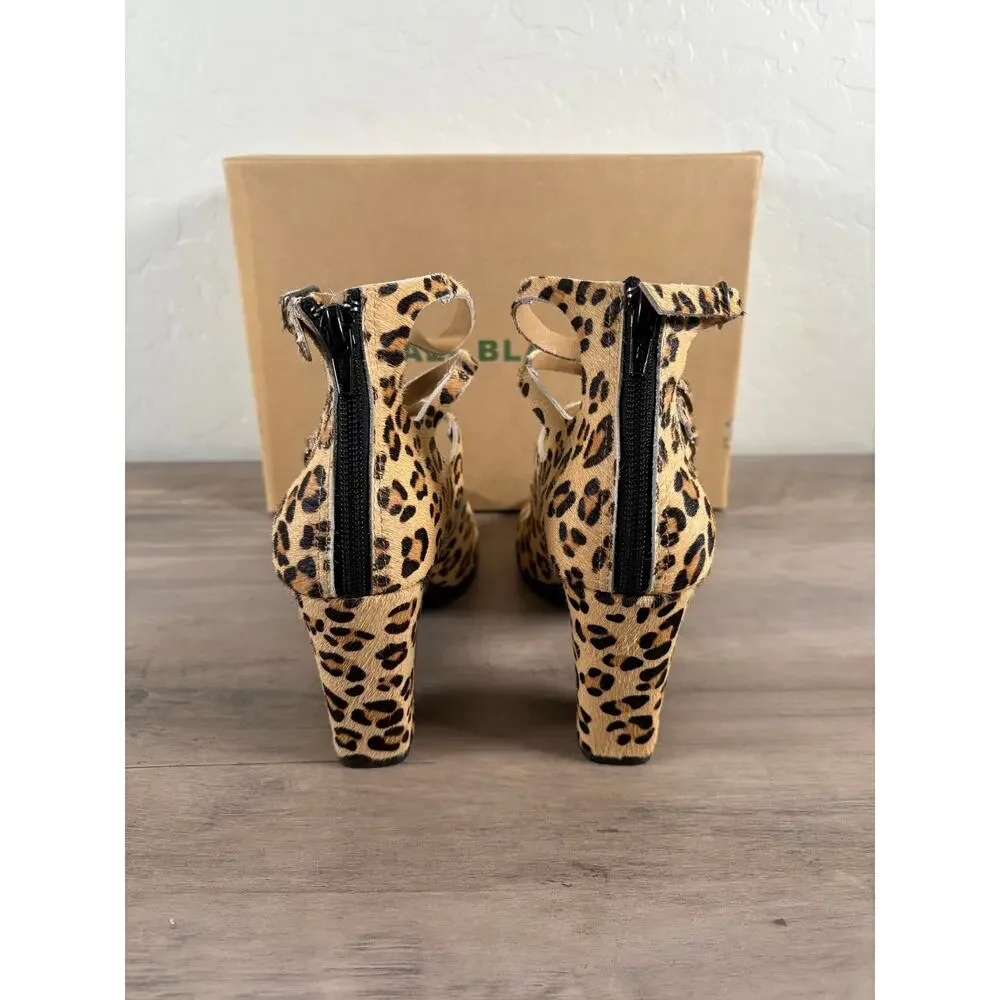 All Black Quad Strap Heel Leopard‎ Women's Size EU 39 NEW
